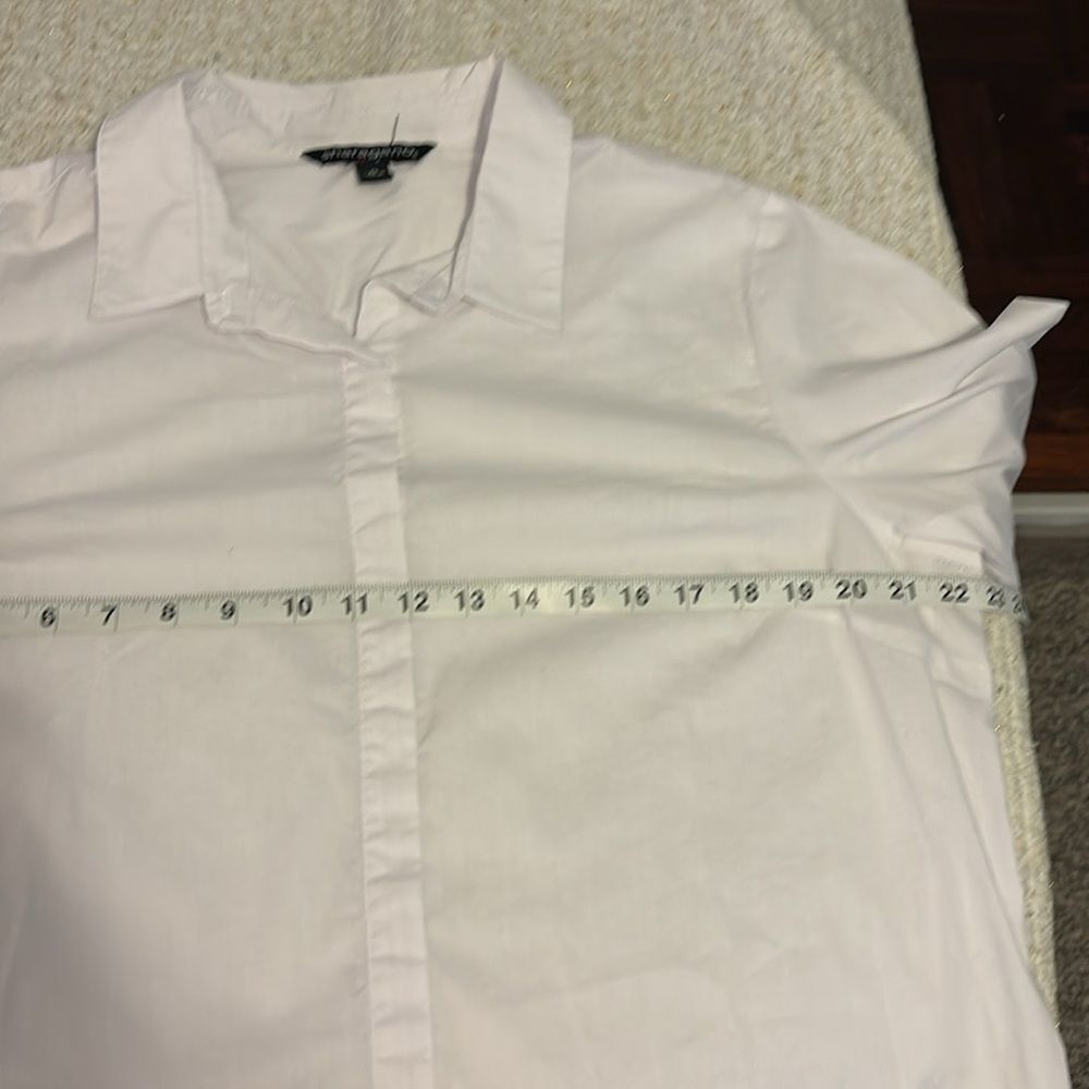 Sharagano White Button Down Collared Top Size Xl - image 6